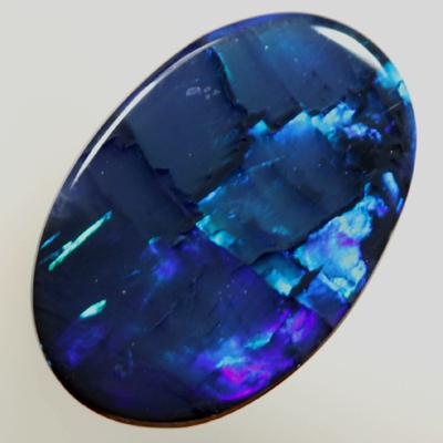 SOLID BLACK OPAL Great pendant stone. Flagstone Harlequin pattern.